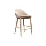 Miliboo - tabouret de bar design en tissu beige et bois clair 65 cm dalia