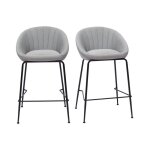Miliboo - tabourets de bar design tissu gris clair 65 cm (lot de 2) sheru