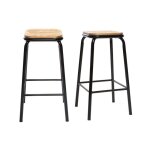 Miliboo - tabourets de bar empilables noir et bois fonc� h65 cm (lot de 2) memphis
