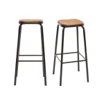Miliboo - tabourets de bar empilables noir et bois fonc� h77. 5 cm (lot de 2) memphis