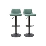 Miliboo - tabourets de bar r�glables en tissu effet velours textur� vert c�ladon et m�tal (lot de 2) ...