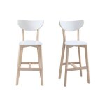 Miliboo - tabourets de bar scandinaves blanc et bois 75 cm (lot de 2) leena