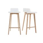 Miliboo - tabourets de bar scandinaves blancs et bois clair h75 cm (lot de 2) baltik Miliboo - tabourets de bar scandinaves blancs et bois clair h75 cm (lot de 2) baltik