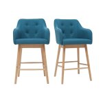 Miliboo - tabourets de bar scandinaves bleu canard et bois h65 cm (lot de 2) baltik Miliboo - tabourets de bar scandinaves bleu canard et bois h65 cm (lot de 2) baltik