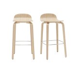 Miliboo - tabourets de bar scandinaves bois ch�ne h68 cm (lot de 2) obra