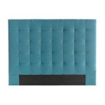 Miliboo - tte de lit capitonne en tissu bleu canard l160 cm halciona