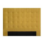 Miliboo - tte de lit capitonne en tissu velours jaune moutarde l160 cm halciona