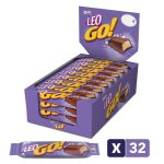 Milka - 1 prsentoir de 32 barres de milka leo go - gaufrette croustillante enrobe de chocolat au lait ...