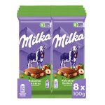 Milka - 8 tablettes de chocolat au lait et aux noisettes entires - (8x100g)