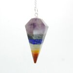 Mineral import - pendule � facettes chakras - 4002vc