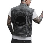 Gilet en jean homme - minetom - sans manches - vintage délavé - noir Gilet en jean homme - minetom - sans manches - vintage délavé - noir