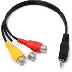 Mini av stro mle  3 rca femelle audio video cable jack cordon adaptateur