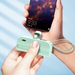 Mini batterie externe 5000mah chargeur portable type - c power bank avec cble en couleur vert clair ...