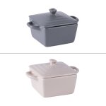 Mini cocotte carré 13 cm en grès (lot de 2) - table passion Mini cocotte carré 13 cm en grès (lot de 2) - table passion