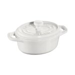 Mini cocotte ovale 11 cm blanche en c�ramique