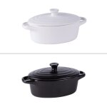 Mini cocotte ovale 16 cm en grès (lot de 2) - table passion Mini cocotte ovale 16 cm en grès (lot de 2) - table passion