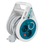 Mini enrouleur 2 prises p + t + 2 usb - 7m - bleu - zenitech