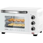 Mini four lectrique avec rtissoire et plaque de cuisson woltu - 21l 1280w blanc
