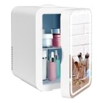 Mini frigo avec dimmable led miroir de maquillage mini rfrigrateur glaciere pour voiture chambre 8l blanc ...