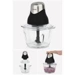 Mini hachoir noir chrom� 500ml bol verre 320w - 2 lames en inox avec couvercle de s�curit� noire