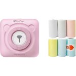 Mini imprimante bluetooth - rose - portable - 6 papiers inclus - impression thermique directe - 203 dpi ...