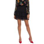 Mini jupe f�minine taille haute - vero moda - noir - coupe r�guli�re - d�tails de volants