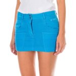 Mini jupe en jean pour femme avec fermeture  bouton - pression et fermeture clair atm0010 - bleu cobalt ...