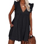 Mini robe californienne avec poches et short doubl pour femmemanches  volantsstyle dcontracten dentellepou ...