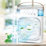 Mini ventilateur brumisateur portable - blanc - usb rechargeable - 3 vitesses - silencieux - 600ml