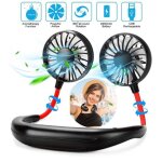 Mini ventilateur de cou climatisation portable usb 3 vitesse rglable rotation  360 - double tte - ...