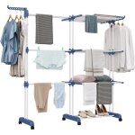 Mipan - s�choir � linge extensible grande capacite - 1porte - chaussures - 2ailes - 6niveaux - bleu blanc ...