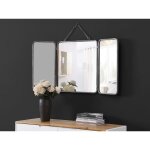 Miroir de barbier vintage en mtal - l. 112 x h. 60 cm - gris mtallis - cerrone