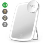 Miroir cosmtique  poser miroir lumineux de maquillage tricolore  cran tactile avec mini grossissement ...