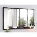 Miroir fen�tre industriel en m�tal - l. 140 x h. 75 cm - noir - maastricht