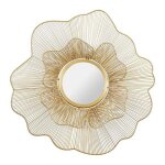 Miroir fleur m�tal dor� d70