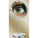 Miroir grossissant double face sur pied - wenko - Ø 15 cm - acier chromé - grossissement x7 Miroir grossissant double face sur pied - wenko - Ø 15 cm - acier chromé - grossissement x7