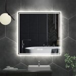 Miroir led carr� pour salle de bain 80x80cm avec fonction anti - bu�e et �clairage led int�gr�