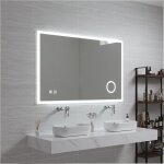 Miroir led scafa pour salle de bain avec loupe 3 fois 70 x 100 cm blanc