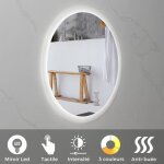 Miroir lumineux rond led anti - bu�e pour salle de bain - saniverre - radius - � 60 cm - blanc - el�gance ...