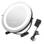 Miroir maquillage lumineux led tactile - huole - noir - a poser au sol - 30cm