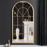 Miroir mural d�coratif dor� 110 x 56 cm - freosen - salon - d�coration murale - m�tal + verre - rectangulaire ...