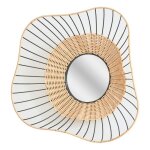 Miroir mural rotin et m�tal 55cm fsc