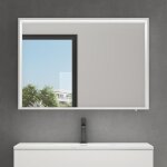 Miroir de salle de bain avec �tag�re armoire murale avec �clairage mai & mai� 100x12x70 cm blanc mat