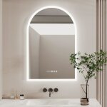 Miroir de salle de bain led horloge grand miroir ovale lumineux avec clairage intgr anti bue 90x60cm ...