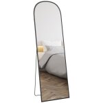 Miroir sur pied - homcom - mural - rectangulaire - arrondi - cadre en aluminium - avec support pour entr�e ...