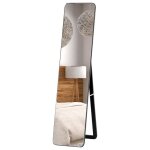 Miroir pleine longueur - homcom - rectangulaire sur pied ou mural dressing chambre salon - bois - 37x160cm ...