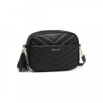 Sac � main - miss lulu - petit sac bandouli�re - pu - noir - ajustable 48 - 54cm