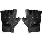 Mitaine - mil - tec - cuir noir - rivets chroms - style biker - tailles xs  xxl