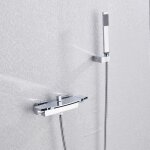 Mitigeur baignoire cascade mural robinet de baignoire douchette  mains laiton douche cascade mural chaud ...