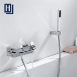 Mitigeur de baignoire cascade robinet de douche mural avec douchette � mains laiton chrom� - homelody ...